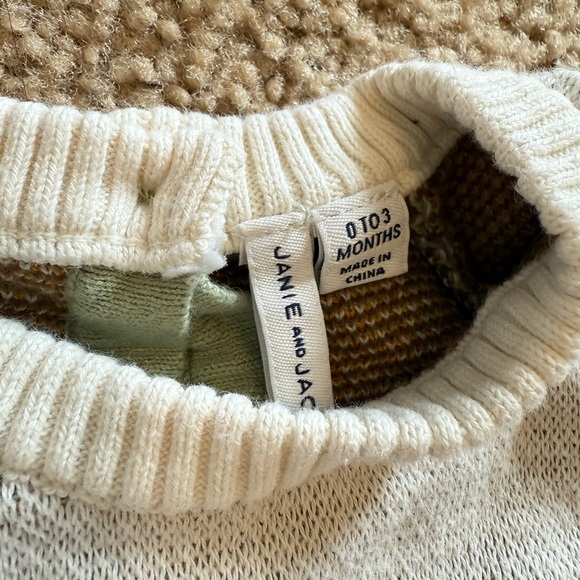 Janie and Jack Green and Cream Footies Soft One Pieces - Picture 3 of 3